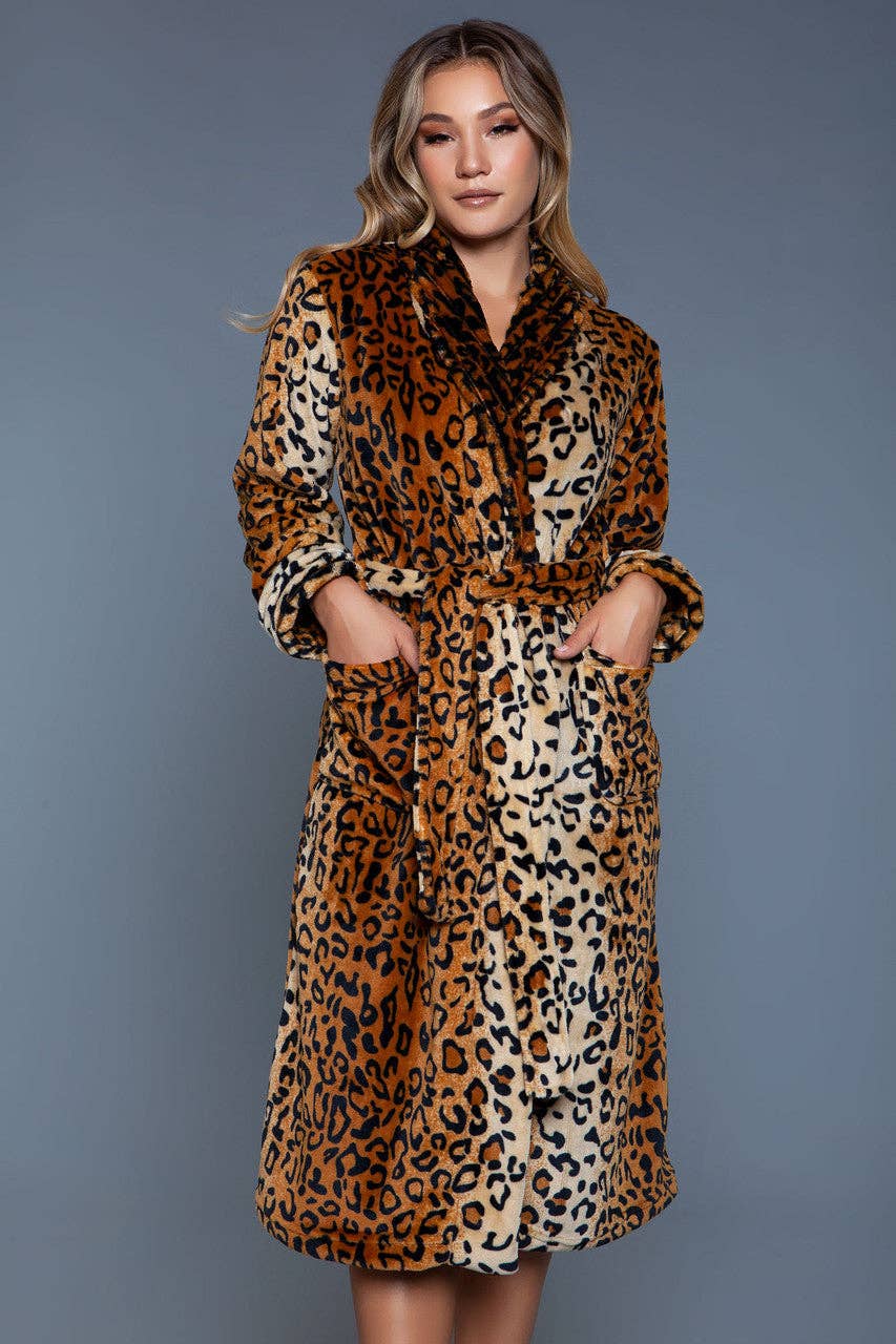 VelvetLeopard Plush Robe